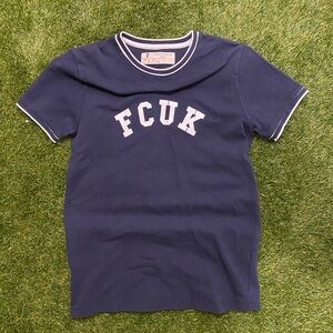 French Connection Navy Tee with White Accents